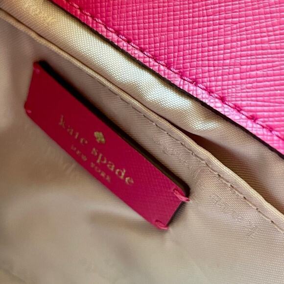 KATE SPADE CROSSBODY SHOULDER BAG LEATHER HOT PINK GOLDEN ACCENTS SOPHISTICATED - Picture 8 of 11